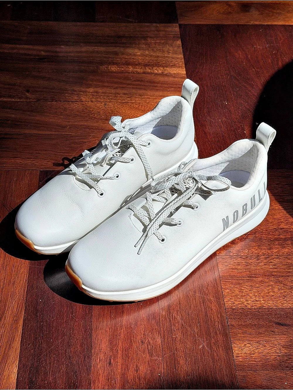 NOBULL Men’s Leather Tennis Shoe White Leisure or Gold Sneakers US 11.5